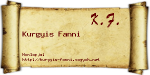 Kurgyis Fanni névjegykártya